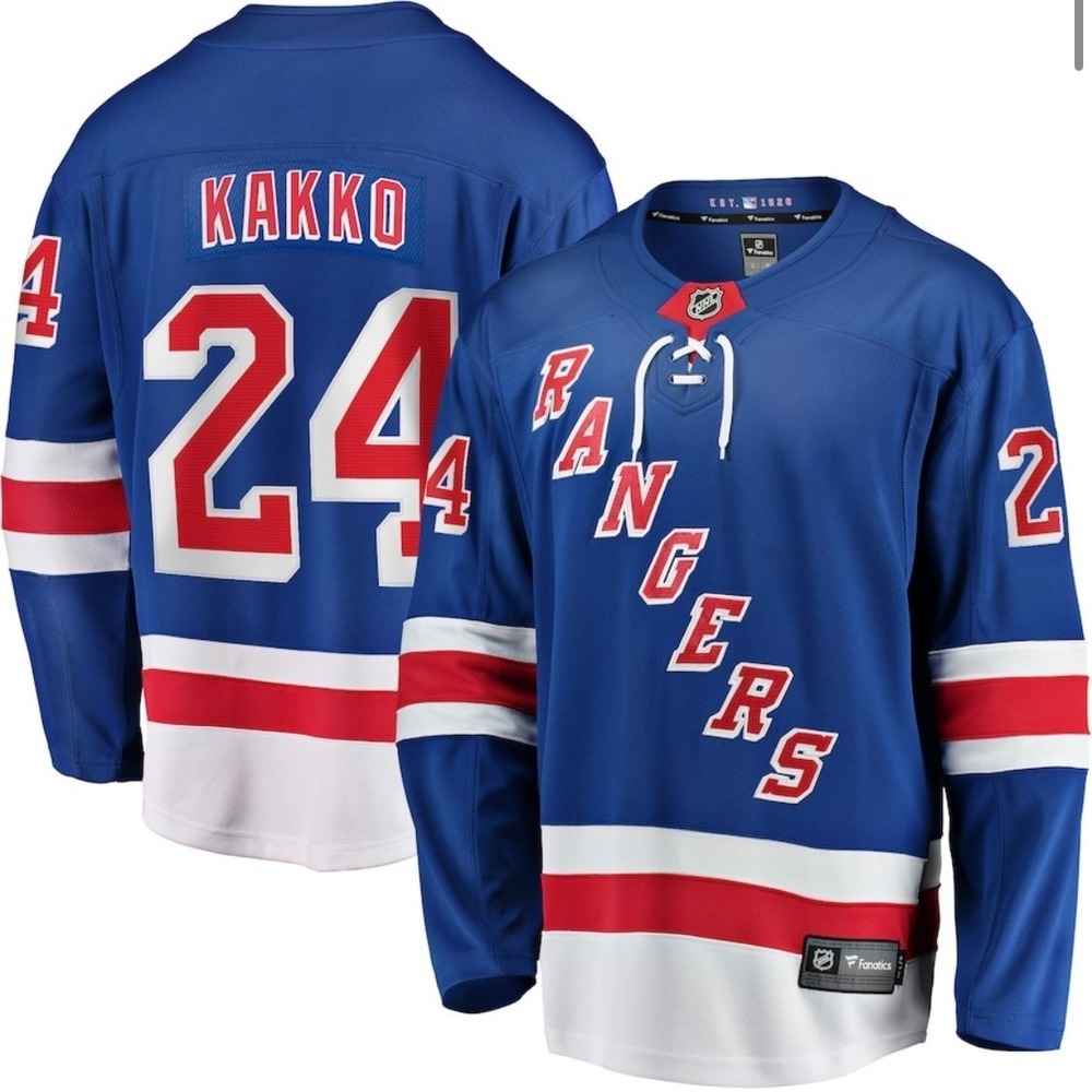 NY Rangers Kakko #24 Jersey Fanatics Breakaway Blue Replica NHL Men's Size XL‎